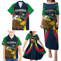 Namibia Rugby Family Matching Puletasi Dress and Hawaiian Shirt World Cup 2023 Eagle Mascot Come On Welwitschias - Wonder Print Shop