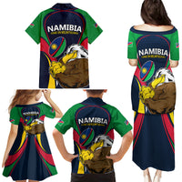 Namibia Rugby Family Matching Puletasi Dress and Hawaiian Shirt World Cup 2023 Eagle Mascot Come On Welwitschias - Wonder Print Shop