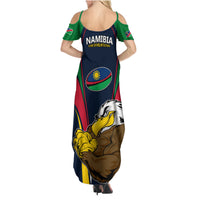 Namibia Rugby Family Matching Summer Maxi Dress and Hawaiian Shirt World Cup 2023 Eagle Mascot Come On Welwitschias - Wonder Print Shop