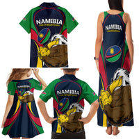 Namibia Rugby Family Matching Tank Maxi Dress and Hawaiian Shirt World Cup 2023 Eagle Mascot Come On Welwitschias - Wonder Print Shop