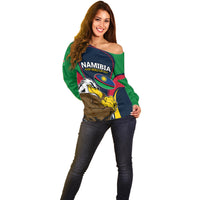 Namibia Rugby Off Shoulder Sweater World Cup 2023 Eagle Mascot Come On Welwitschias - Wonder Print Shop