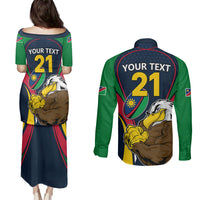 Custom Namibia Rugby Couples Matching Puletasi Dress and Long Sleeve Button Shirts World Cup 2023 Eagle Mascot Come On Welwitschias LT9 - Wonder Print Shop