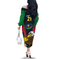 Custom Namibia Rugby Family Matching Off Shoulder Long Sleeve Dress and Hawaiian Shirt World Cup 2023 Eagle Mascot Come On Welwitschias - Wonder Print Shop