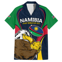 Custom Namibia Rugby Family Matching Off Shoulder Maxi Dress and Hawaiian Shirt World Cup 2023 Eagle Mascot Come On Welwitschias LT9 - Wonder Print Shop