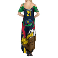 Custom Namibia Rugby Family Matching Summer Maxi Dress and Hawaiian Shirt World Cup 2023 Eagle Mascot Come On Welwitschias - Wonder Print Shop