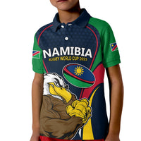 Custom Namibia Rugby Kid Polo Shirt World Cup 2023 Eagle Mascot Come On Welwitschias - Wonder Print Shop
