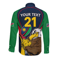 Custom Namibia Rugby Long Sleeve Button Shirt World Cup 2023 Eagle Mascot Come On Welwitschias - Wonder Print Shop