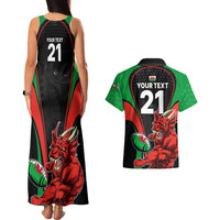 Custom Wales Rugby Couples Matching Tank Maxi Dress and Hawaiian Shirt World Cup 2023 Dragon Mascot Come On Cymru LT9 - Wonder Print Shop