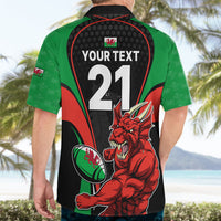 Custom Wales Rugby Hawaiian Shirt World Cup 2023 Dragon Mascot Come On Cymru - Wonder Print Shop