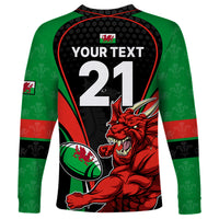 Custom Wales Rugby Long Sleeve Shirt World Cup 2023 Dragon Mascot Come On Cymru - Wonder Print Shop