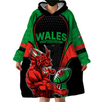 Custom Wales Rugby Wearable Blanket Hoodie World Cup 2023 Dragon Mascot Come On Cymru - Wonder Print Shop