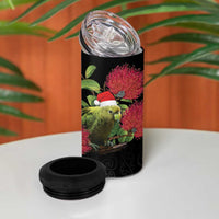 New Zealand Kakapo Christmas 4 in 1 Can Cooler Tumbler Meri Kirihimete Pohutukawa Flowers LT9 - Wonder Print Shop