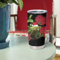 New Zealand Kakapo Christmas Tumbler Cup Meri Kirihimete Pohutukawa Flowers - Wonder Print Shop