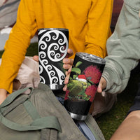 New Zealand Kakapo Christmas Tumbler Cup Meri Kirihimete Pohutukawa Flowers - Wonder Print Shop