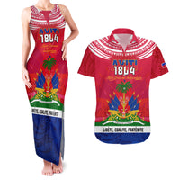 Haiti Independence Day Couples Matching Tank Maxi Dress and Hawaiian Shirt Libete Egalite Fratenite Ayiti 1804 With Polynesian Pattern LT9 - Wonder Print Shop