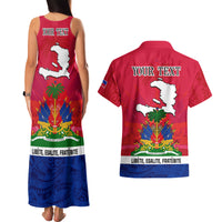 Haiti Independence Day Couples Matching Tank Maxi Dress and Hawaiian Shirt Libete Egalite Fratenite Ayiti 1804 With Polynesian Pattern LT9 - Wonder Print Shop