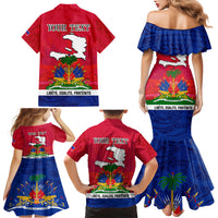 Haiti Independence Day Family Matching Mermaid Dress and Hawaiian Shirt Libete Egalite Fratenite Ayiti 1804 With Polynesian Pattern LT9 - Wonder Print Shop