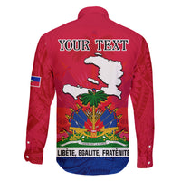 Haiti Independence Day Family Matching Off Shoulder Long Sleeve Dress and Hawaiian Shirt Libete Egalite Fratenite Ayiti 1804 With Polynesian Pattern - Wonder Print Shop