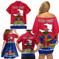 Haiti Independence Day Family Matching Off Shoulder Short Dress and Hawaiian Shirt Libete Egalite Fratenite Ayiti 1804 With Polynesian Pattern LT9 - Wonder Print Shop