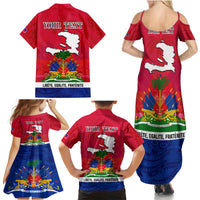 Haiti Independence Day Family Matching Summer Maxi Dress and Hawaiian Shirt Libete Egalite Fratenite Ayiti 1804 With Polynesian Pattern - Wonder Print Shop