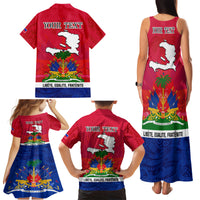 Haiti Independence Day Family Matching Tank Maxi Dress and Hawaiian Shirt Libete Egalite Fratenite Ayiti 1804 With Polynesian Pattern - Wonder Print Shop
