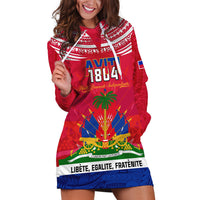 Haiti Independence Day Hoodie Dress Libete Egalite Fratenite Ayiti 1804 With Polynesian Pattern - Wonder Print Shop
