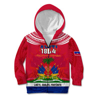 Haiti Independence Day Kid Hoodie Libete Egalite Fratenite Ayiti 1804 With Polynesian Pattern - Wonder Print Shop