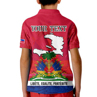 Haiti Independence Day Kid Polo Shirt Libete Egalite Fratenite Ayiti 1804 With Polynesian Pattern - Wonder Print Shop
