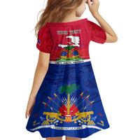 Haiti Independence Day Kid Short Sleeve Dress Libete Egalite Fratenite Ayiti 1804 With Polynesian Pattern - Wonder Print Shop