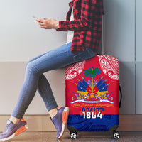 Haiti Independence Day Luggage Cover Libete Egalite Fratenite Ayiti 1804 With Polynesian Pattern - Wonder Print Shop