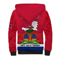 Haiti Independence Day Sherpa Hoodie Libete Egalite Fratenite Ayiti 1804 With Polynesian Pattern - Wonder Print Shop