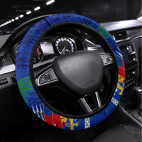 Haiti Independence Day Steering Wheel Cover Libete Egalite Fratenite Ayiti 1804 With Polynesian Pattern - Wonder Print Shop