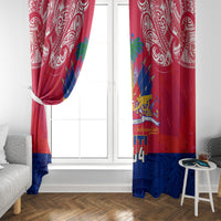 Haiti Independence Day Window Curtain Libete Egalite Fratenite Ayiti 1804 With Polynesian Pattern - Wonder Print Shop