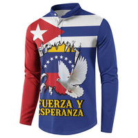 Personalized Cuba Venezuela Button Sweatshirt Fuerza Y Esperanza - Wonder Print Shop