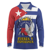 Personalized Cuba Venezuela Long Sleeve Polo Shirt Fuerza Y Esperanza - Wonder Print Shop