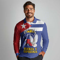 Personalized Cuba Venezuela Long Sleeve Polo Shirt Fuerza Y Esperanza - Wonder Print Shop