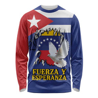Personalized Cuba Venezuela Long Sleeve Shirt Fuerza Y Esperanza - Wonder Print Shop