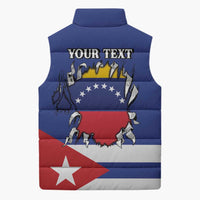 Personalized Cuba Venezuela Sleeveless Puffer Jacket Fuerza Y Esperanza - Wonder Print Shop