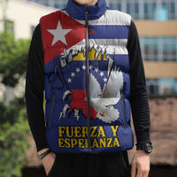 Personalized Cuba Venezuela Sleeveless Puffer Jacket Fuerza Y Esperanza - Wonder Print Shop