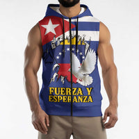 Personalized Cuba Venezuela Sleeveless Zip Hoodie Fuerza Y Esperanza - Wonder Print Shop