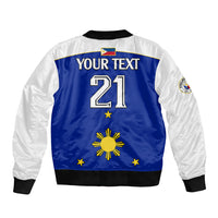 (Custom Text And Number) Philippines Concept Home Football Sleeve Zip Bomber Jacket Pilipinas Flag White Style 2023 - Wonder Print Shop