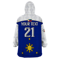(Custom Text And Number) Philippines Concept Home Football Wearable Blanket Hoodie Pilipinas Flag White Style 2023 - Wonder Print Shop