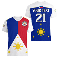 (Custom Text And Number) Philippines Concept Home Football Women V Neck T Shirt Pilipinas Flag White Style 2023 - Wonder Print Shop