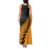 Australia Wallabies and Aotearoa Rugby Tank Maxi Dress Kangaroo Black Fern Maori Gold Vibe - Wonder Print Shop