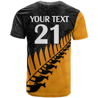 Custom Australia Wallabies and Aotearoa Rugby T Shirt Kangaroo Black Fern Maori Gold Vibe - Wonder Print Shop