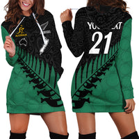 Custom Australia Wallabies and Aotearoa Rugby Hoodie Dress Kangaroo Black Fern Maori Green Vibe - Wonder Print Shop