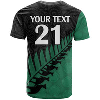 Custom Australia Wallabies and Aotearoa Rugby T Shirt Kangaroo Black Fern Maori Green Vibe - Wonder Print Shop