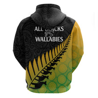 Australia Wallabies and Aotearoa Rugby Hoodie Kangaroo Black Fern Maori Gradient Vibe - Wonder Print Shop
