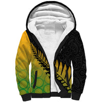 Australia Wallabies and Aotearoa Rugby Sherpa Hoodie Kangaroo Black Fern Maori Gradient Vibe - Wonder Print Shop