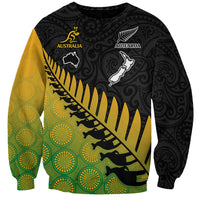 Australia Wallabies and Aotearoa Rugby Sweatshirt Kangaroo Black Fern Maori Gradient Vibe - Wonder Print Shop